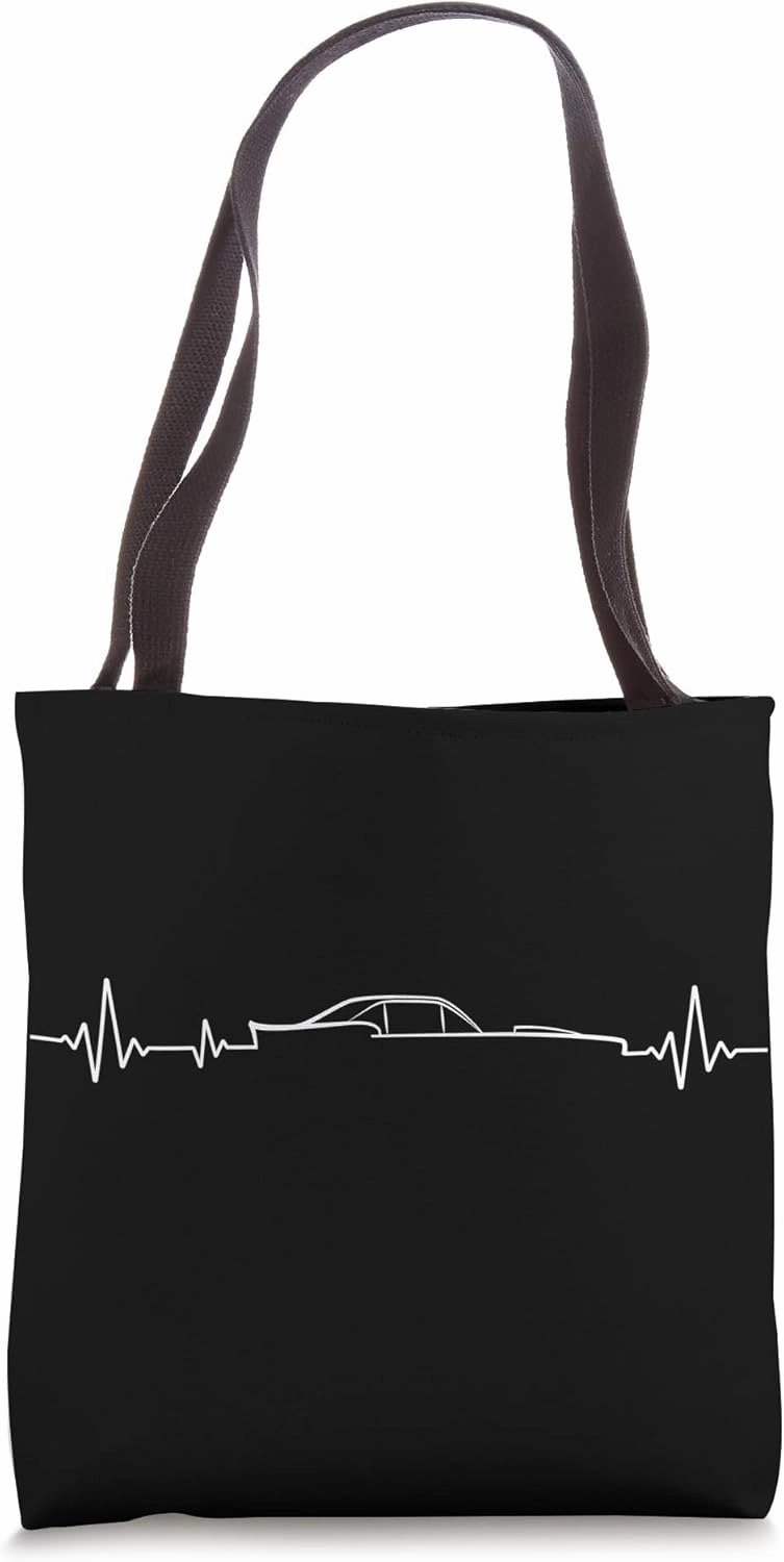 Muscle Car Guy Heartbeat Car Enthusiast Classic Car Driver Tote Bag