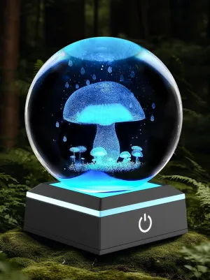 Mushroom Lamp with LED Touch Base for Room Decor, 3D Crystal Ball Night Light with 7 Color Changing, Mushroom Decor Lamps for Teen Boys and Girls, Mushroom Light