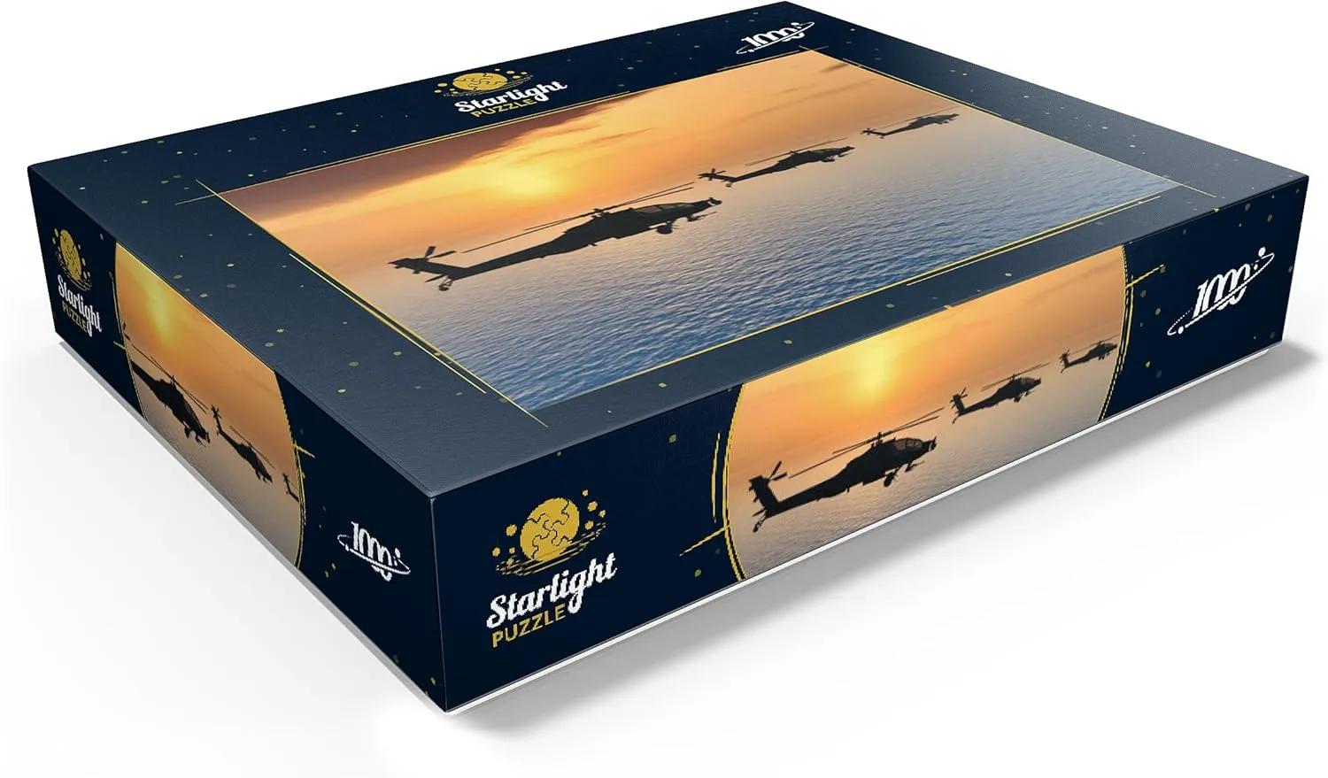 MyPuzzle Apache Helicopter Over The Sea - Premium 1000 Piece Jigsaw Puzzle for Adults