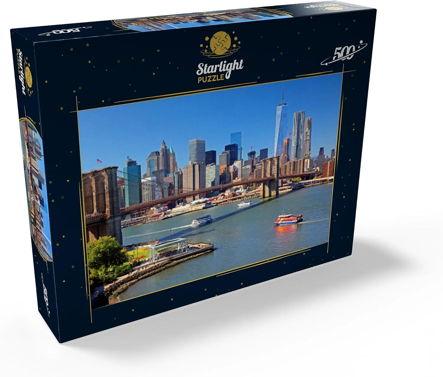 MyPuzzle Brooklyn Bridge with One World Trade Center, Manhattan, New York City, New York, USA - Premium 500 Piece Jigsaw Puzzle for Adults
