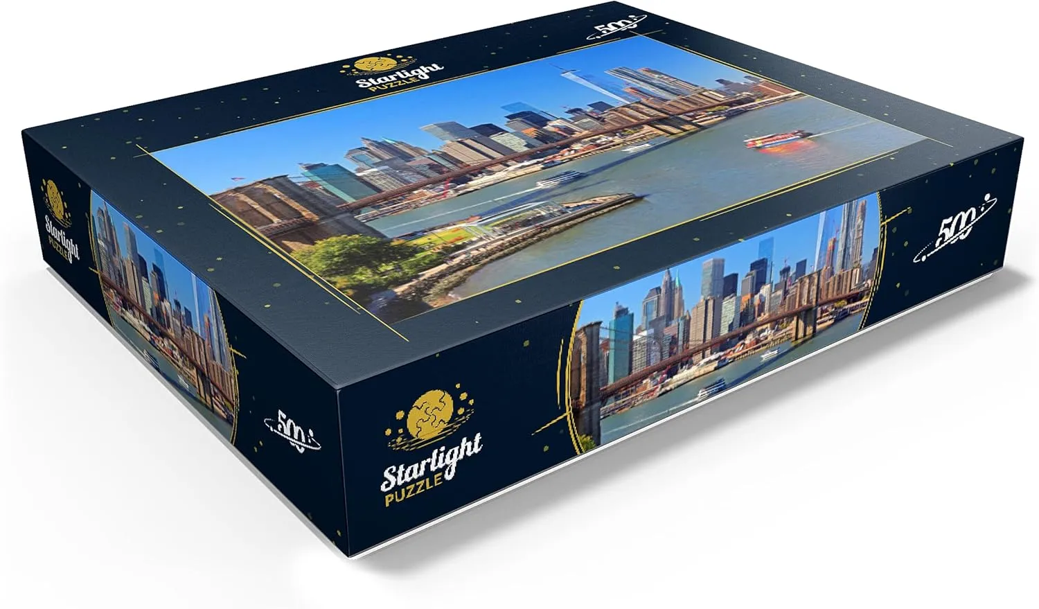MyPuzzle Brooklyn Bridge with One World Trade Center, Manhattan, New York City, New York, USA - Premium 500 Piece Jigsaw Puzzle for Adults