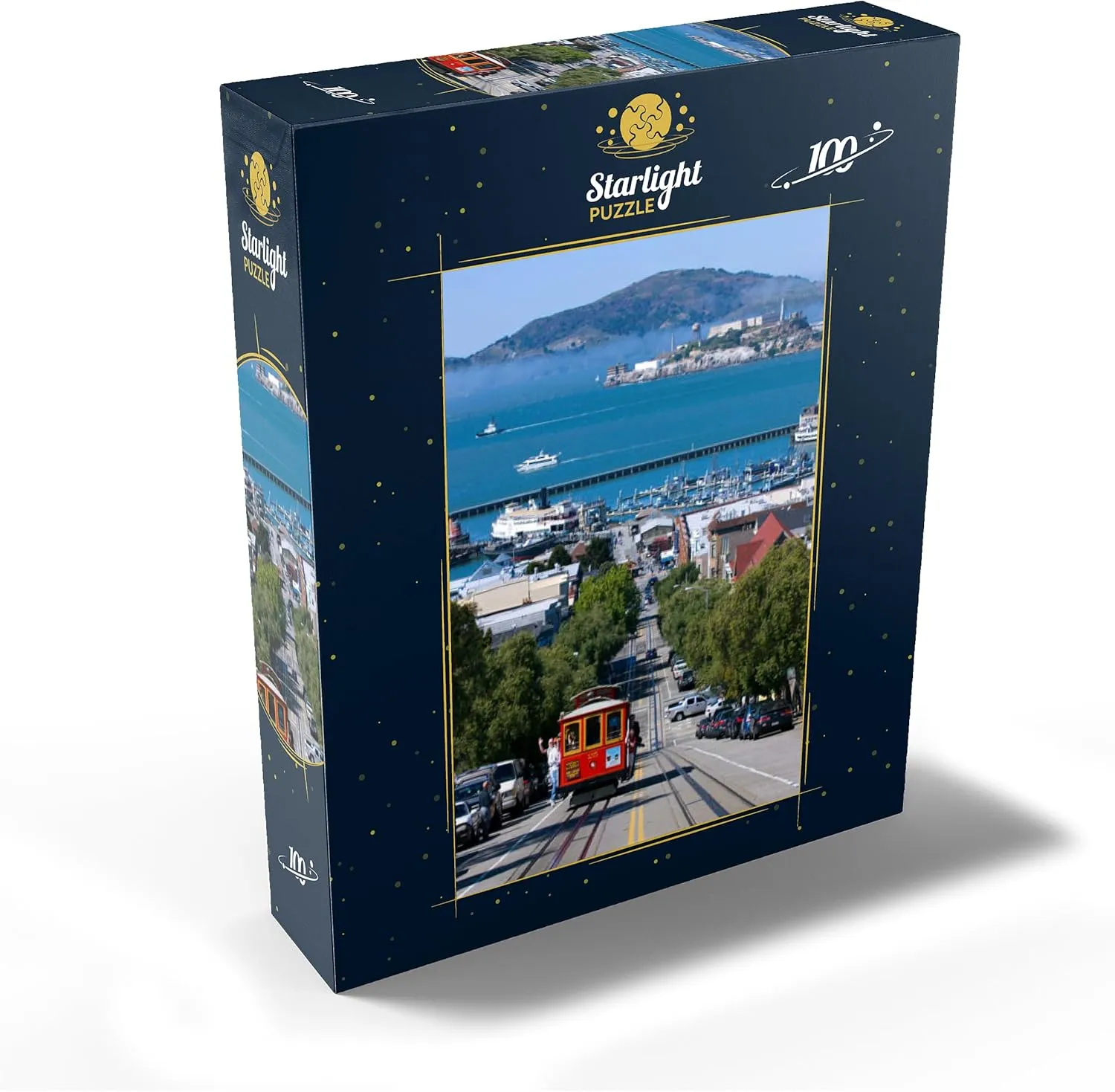 MyPuzzle Cable Car with Fisherman's Wharf and Alcatraz Island, San Francisco, California - Premium 100 Piece Jigsaw Puzzle for Adults