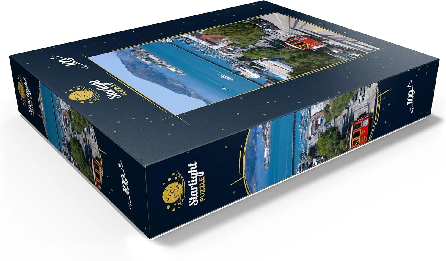 MyPuzzle Cable Car with Fisherman's Wharf and Alcatraz Island, San Francisco, California - Premium 100 Piece Jigsaw Puzzle for Adults