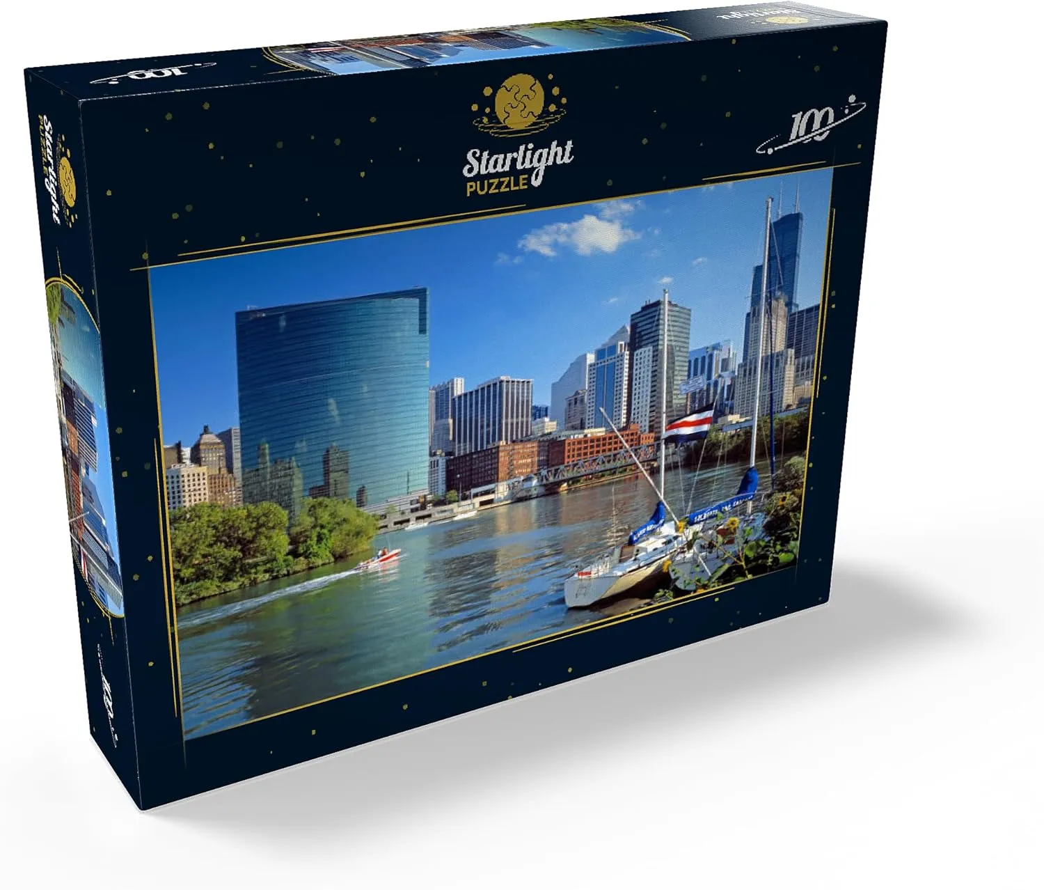 MyPuzzle Chicago Skyline, Illinois, USA - Premium 100 Piece Jigsaw Puzzle for Adults