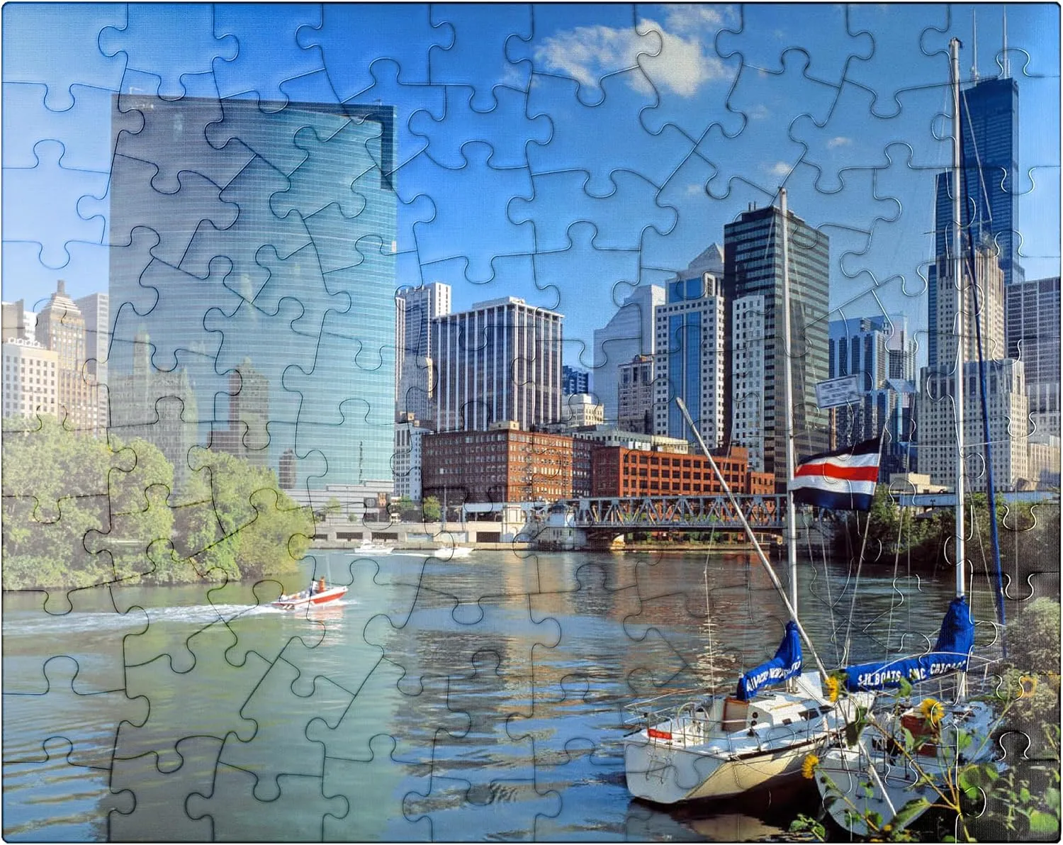 MyPuzzle Chicago Skyline, Illinois, USA - Premium 100 Piece Jigsaw Puzzle for Adults