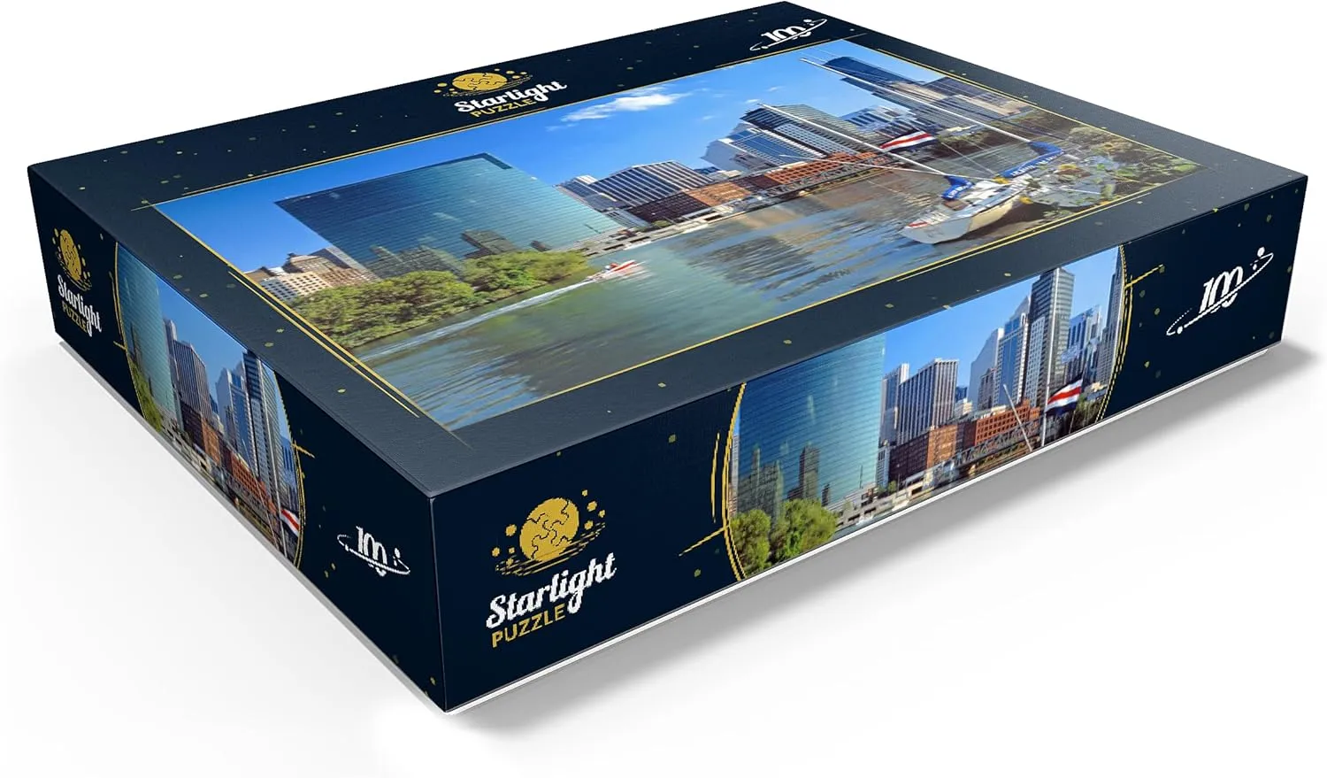 MyPuzzle Chicago Skyline, Illinois, USA - Premium 100 Piece Jigsaw Puzzle for Adults