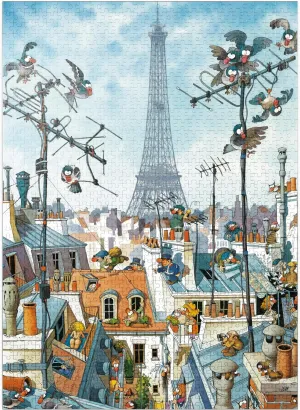 MyPuzzle Eiffel Tower - Jean-Jacques Loup - Cartoon Classics - Premium 1000 Piece Jigsaw Puzzle for Adults