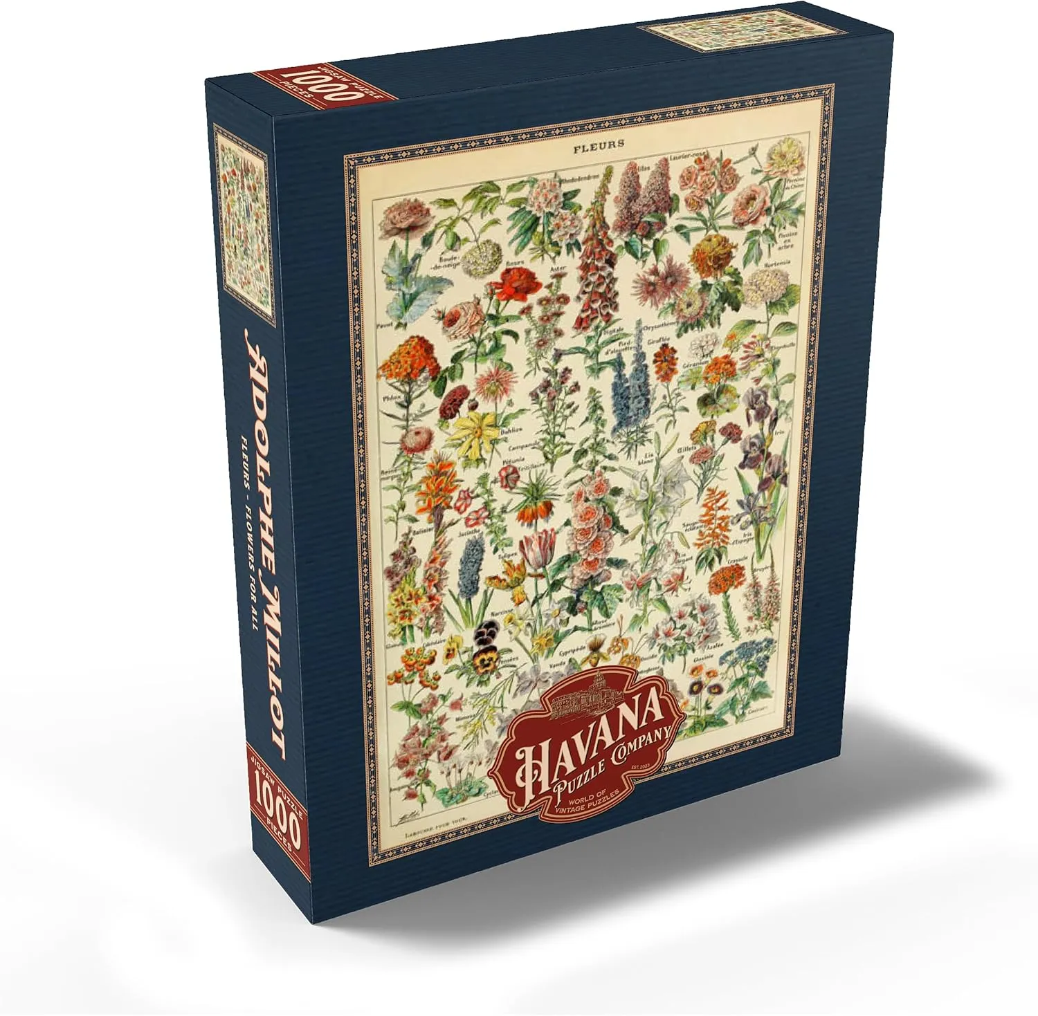 MyPuzzle Fleurs - Flowers for All, Vintage Art Poster, Adolphe Millot - Premium 1000 Piece Jigsaw Puzzle for Adults