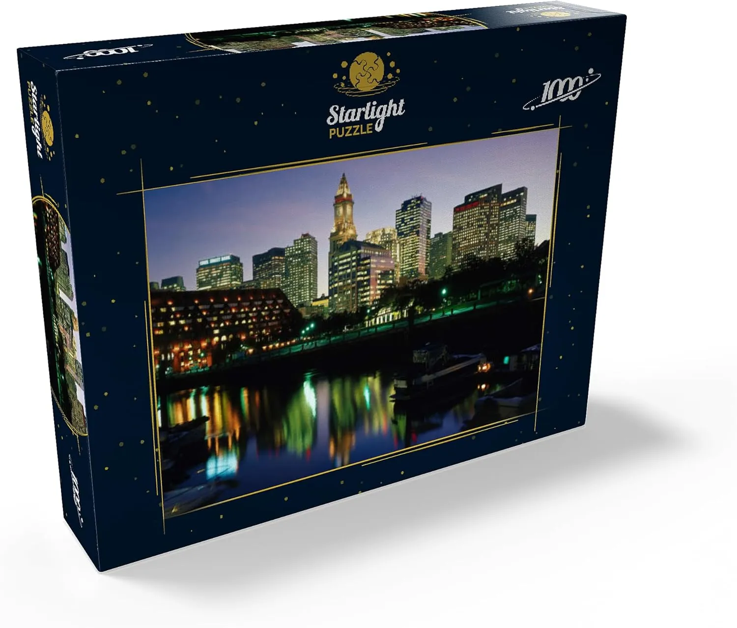 MyPuzzle Marina with Boston Skyline, Massachusetts, USA - Premium 1000 Piece Jigsaw Puzzle for Adults