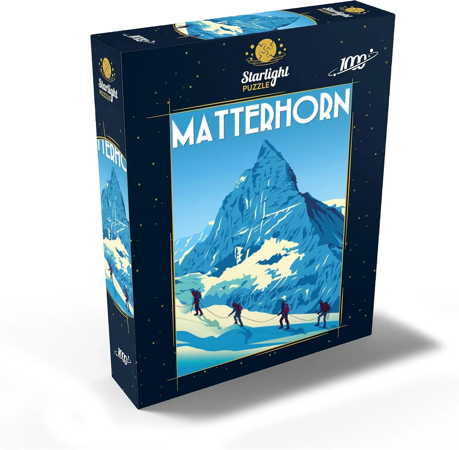 MyPuzzle Matterhorn Switzerland Art Deco Style Vintage Poster Illustration - Premium 1000 Piece Jigsaw Puzzle for Adults