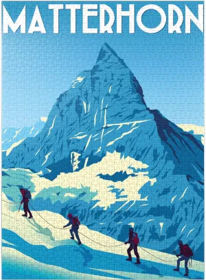MyPuzzle Matterhorn Switzerland Art Deco Style Vintage Poster Illustration - Premium 1000 Piece Jigsaw Puzzle for Adults