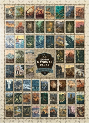 MyPuzzle 63 American National Parks: by Kenneth Crane, Vintage Poster - Premium 500 Piece Jigsaw Puzzle for Adults