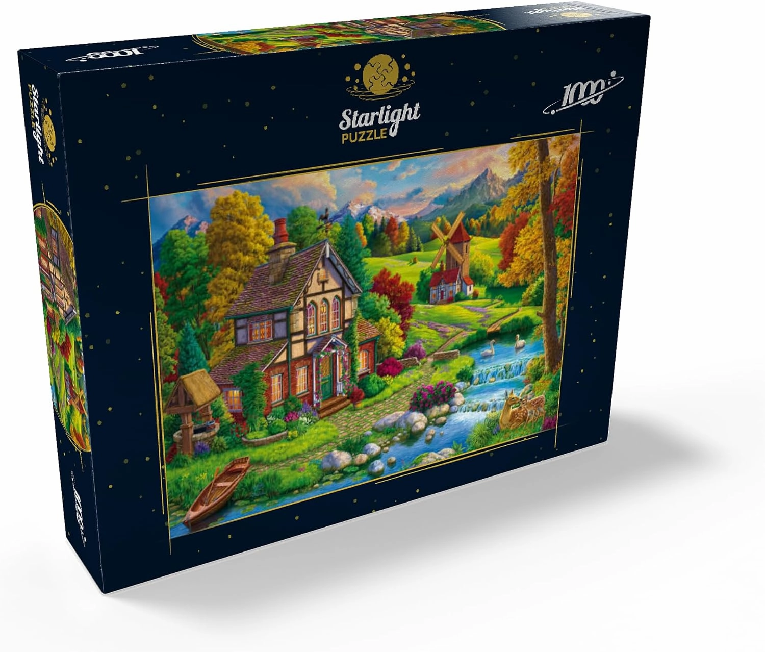 MyPuzzle Beautiful Cozy House by The River - Premium 1000 Piece Jigsaw Puzzle for Adults