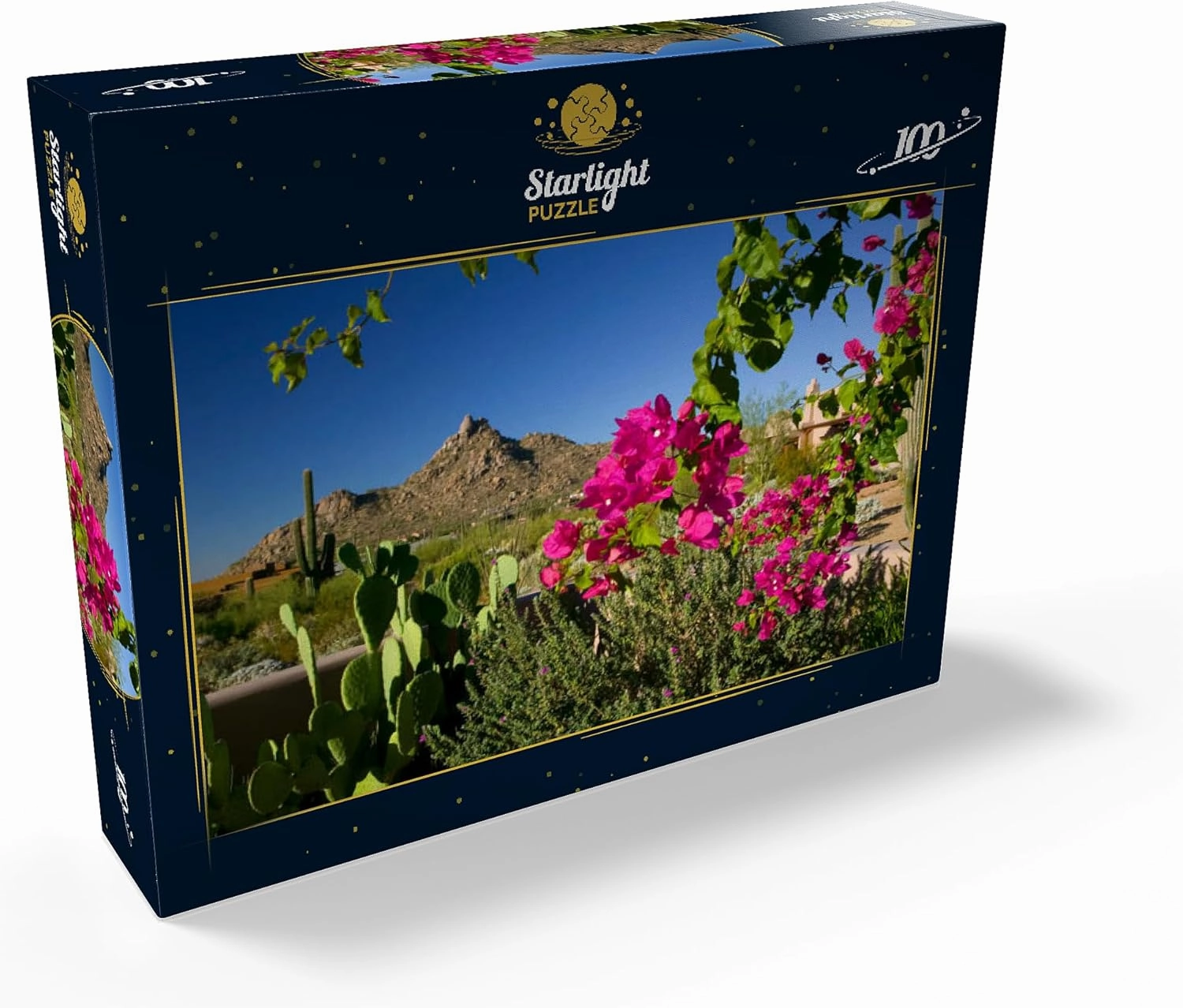 MyPuzzle Bougainvillea with Pinnacle Peak, Scottsdale, Arizona, USA - Premium 100 Piece Jigsaw Puzzle for Adults