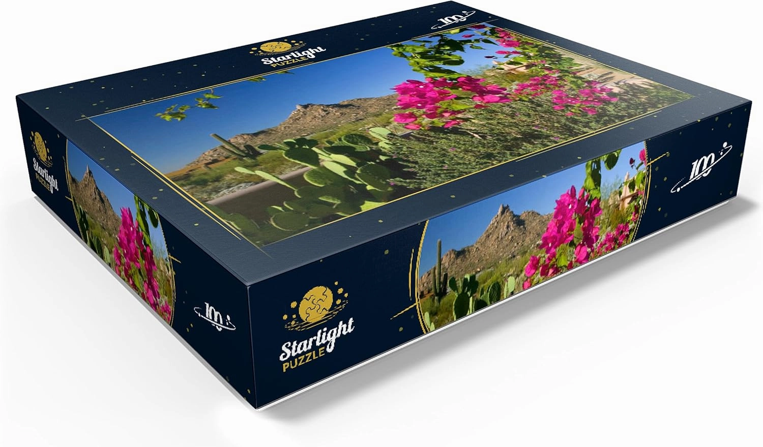 MyPuzzle Bougainvillea with Pinnacle Peak, Scottsdale, Arizona, USA - Premium 100 Piece Jigsaw Puzzle for Adults