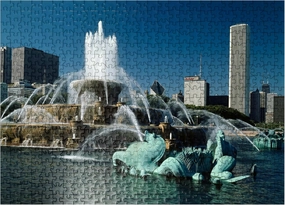 MyPuzzle Buckingham Fountain in Grant Park, Chicago, Illinois, USA - Premium 500 Piece Jigsaw Puzzle for Adults