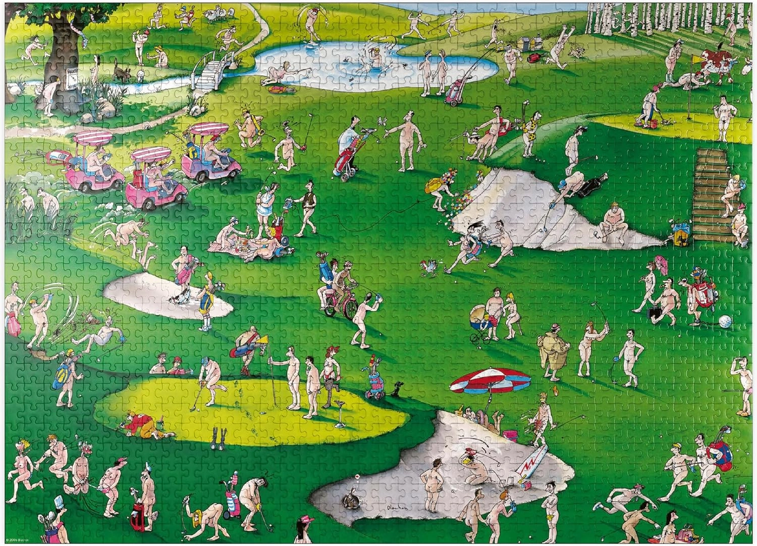 MyPuzzle Golfer's Paradise - Blachon - Cartoon Classics - Premium 1000 Piece Jigsaw Puzzle for Adults