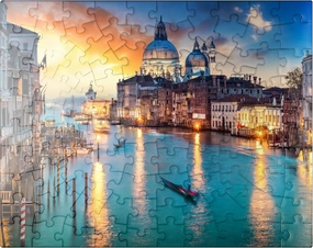 MyPuzzle Grand Canal with Gondola at Sunset Venice Italy - Premium 100 Piece Jigsaw Puzzle for Adults