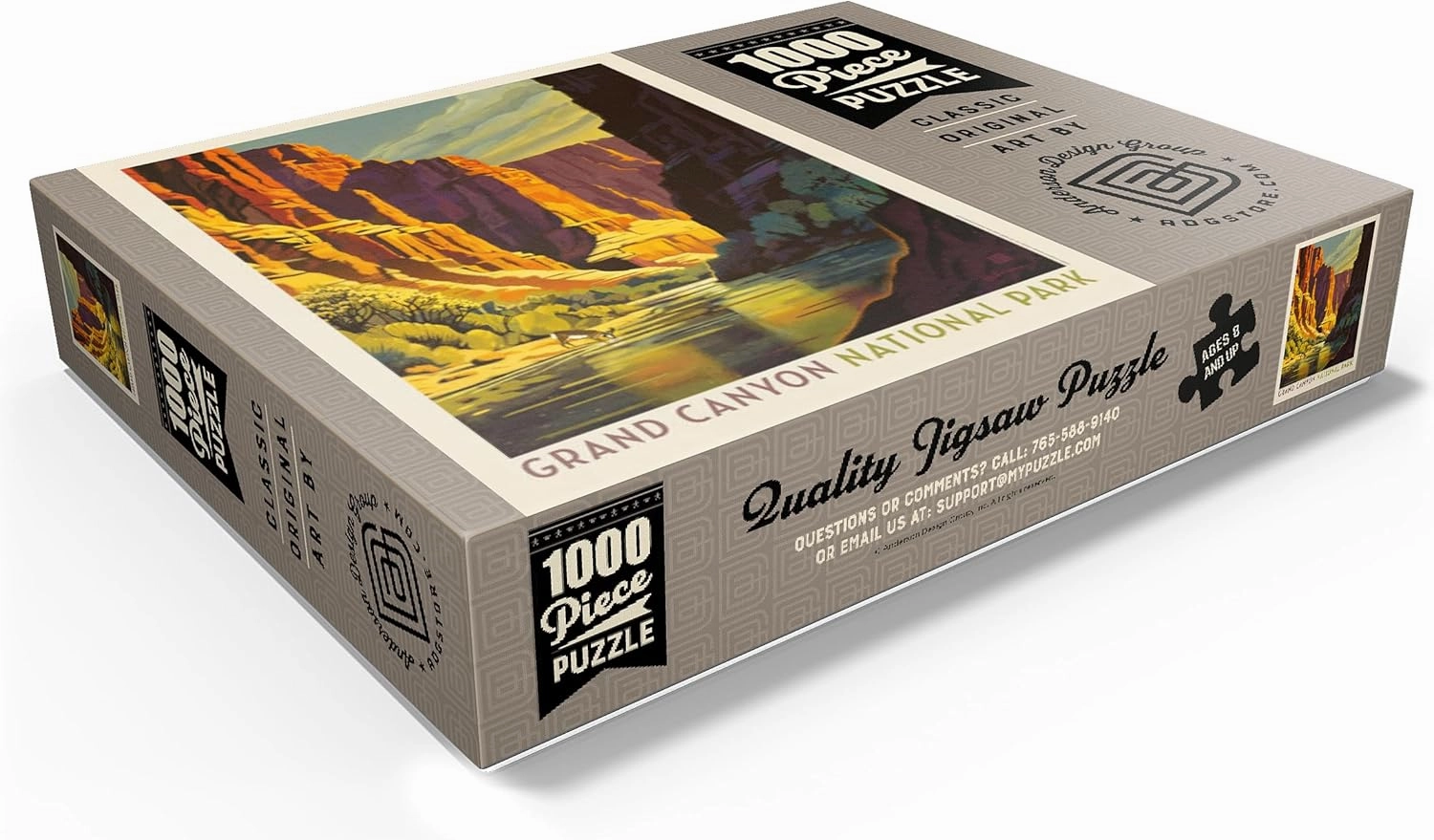 MyPuzzle Grand Canyon National Park: Refreshing Shade, Vintage Poster - Premium 1000 Piece Jigsaw Puzzle for Adults