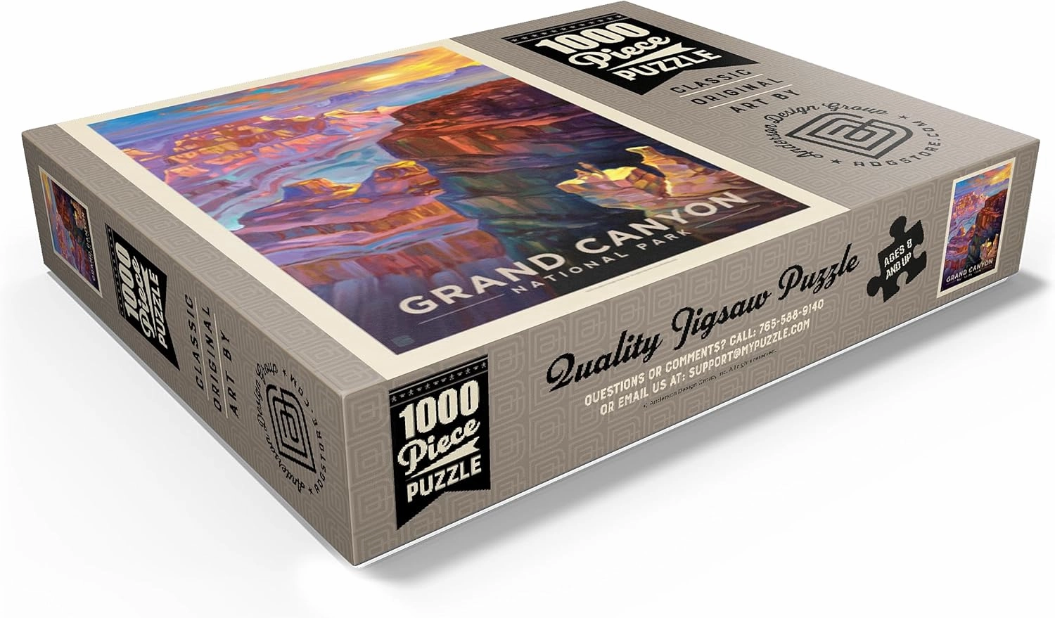MyPuzzle Grand Canyon National Park: Sunset, Vintage Poster - Premium 1000 Piece Jigsaw Puzzle for Adults