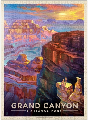 MyPuzzle Grand Canyon National Park: Sunset, Vintage Poster - Premium 1000 Piece Jigsaw Puzzle for Adults