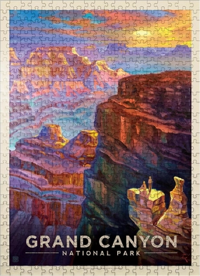 MyPuzzle Grand Canyon National Park: Sunset, Vintage Poster - Premium 500 Piece Jigsaw Puzzle for Adults