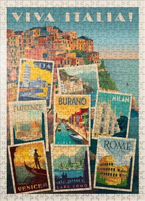 MyPuzzle Italy: Viva Italia! Collage, Vintage Poster - Premium 500 Piece Jigsaw Puzzle for Adults