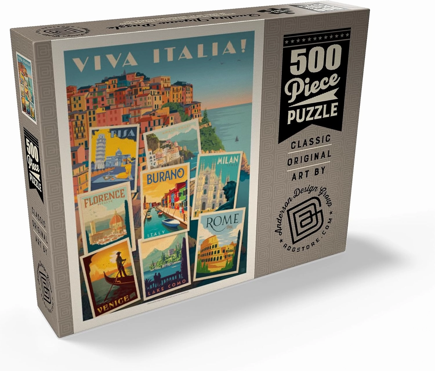 MyPuzzle Italy: Viva Italia! Collage, Vintage Poster - Premium 500 Piece Jigsaw Puzzle for Adults