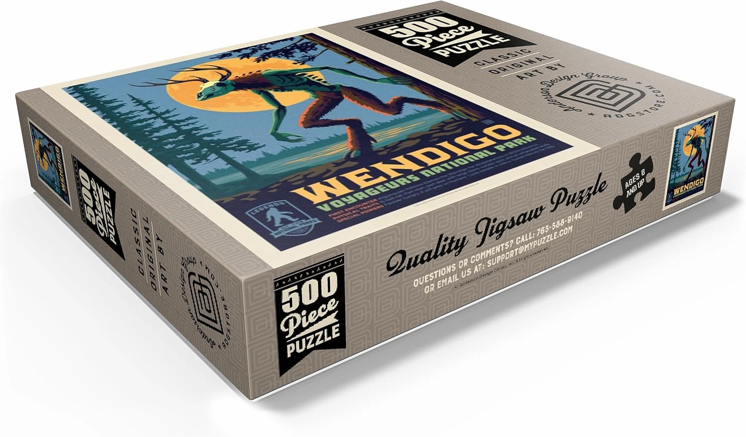 MyPuzzle Legends of The National Parks: Voyageurs' The Wendigo, Vintage Poster - Premium 500 Piece Jigsaw Puzzle for Adults