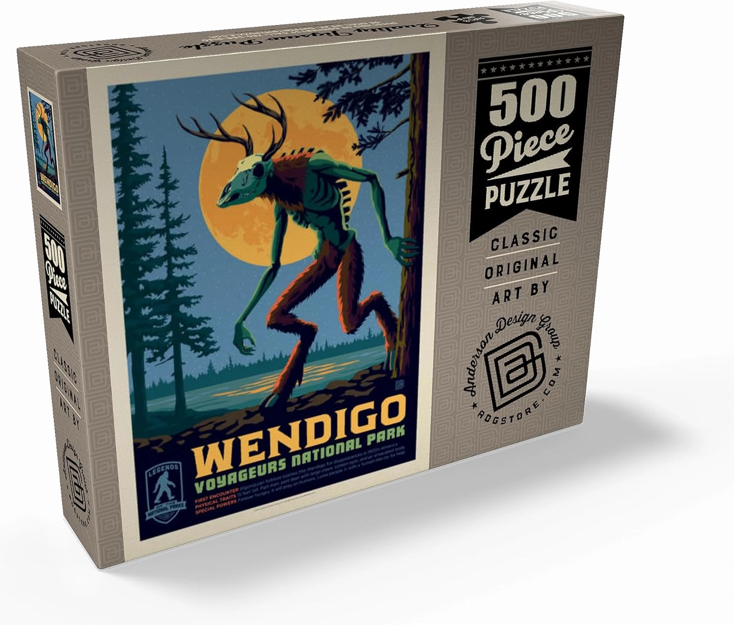 MyPuzzle Legends of The National Parks: Voyageurs' The Wendigo, Vintage Poster - Premium 500 Piece Jigsaw Puzzle for Adults
