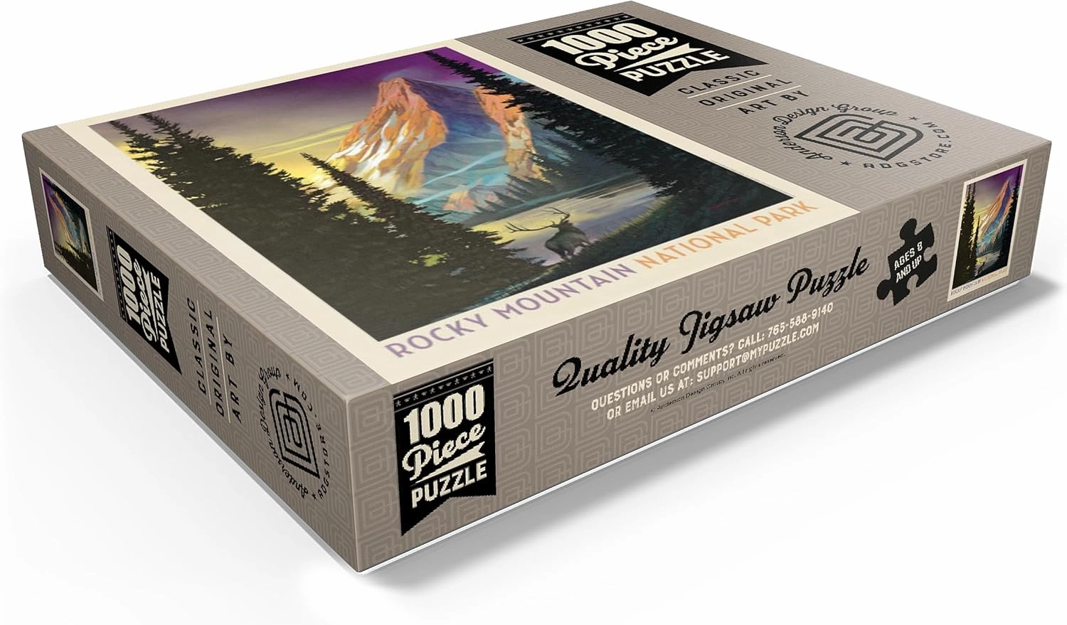 MyPuzzle Rocky Mountain National Park: Pyramid Peak, Vintage Poster - Premium 1000 Piece Jigsaw Puzzle for Adults