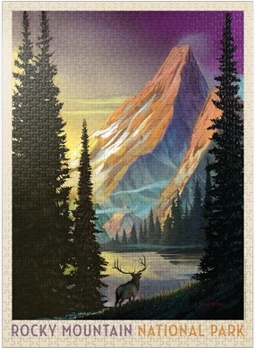 MyPuzzle Rocky Mountain National Park: Pyramid Peak, Vintage Poster - Premium 1000 Piece Jigsaw Puzzle for Adults