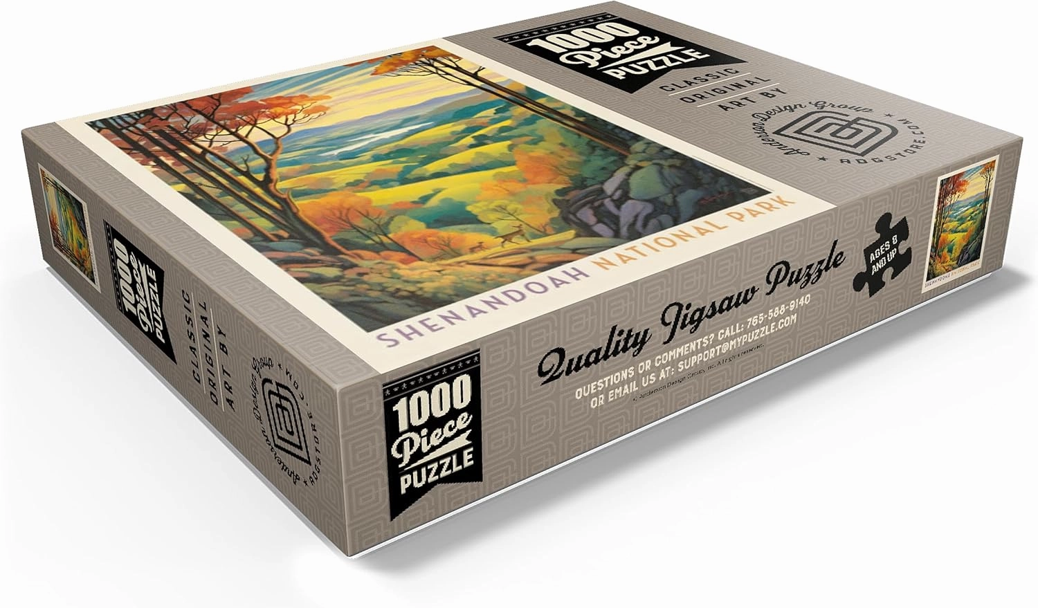 MyPuzzle Shenandoah National Park: Rolling Hills, Vintage Poster - Premium 1000 Piece Jigsaw Puzzle for Adults