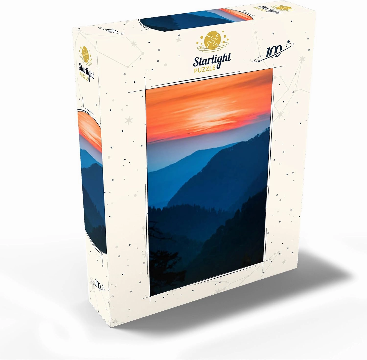 MyPuzzle Sunset Over Layered Mountain Ranges - Premium 100 Piece Jigsaw Puzzle for Adults