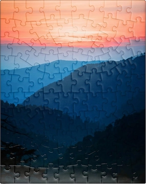MyPuzzle Sunset Over Layered Mountain Ranges - Premium 100 Piece Jigsaw Puzzle for Adults