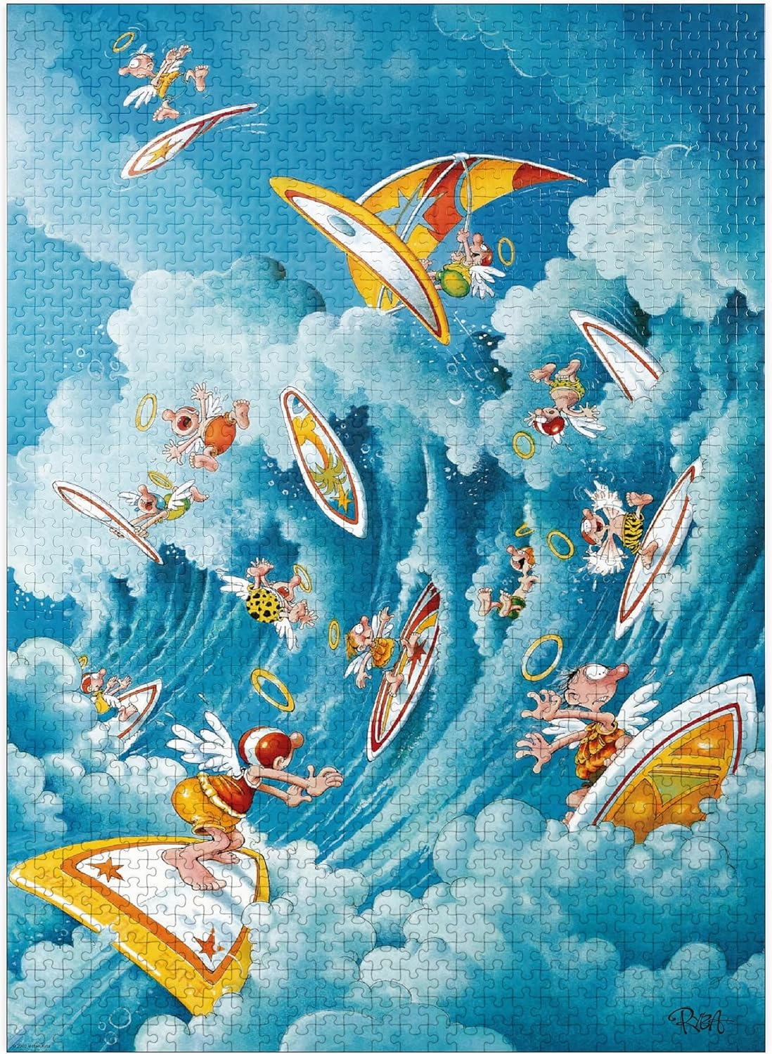 MyPuzzle Surfing in Heaven - Michael Ryba - Cartoon Classics - Premium 1000 Piece Jigsaw Puzzle for Adults