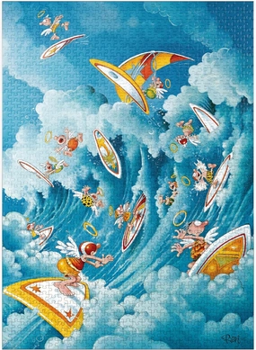 MyPuzzle Surfing in Heaven - Michael Ryba - Cartoon Classics - Premium 1000 Piece Jigsaw Puzzle for Adults