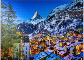 MyPuzzle Zermatt and The Matterhorn Switzerland - Premium 1000 Piece Jigsaw Puzzle for Adults