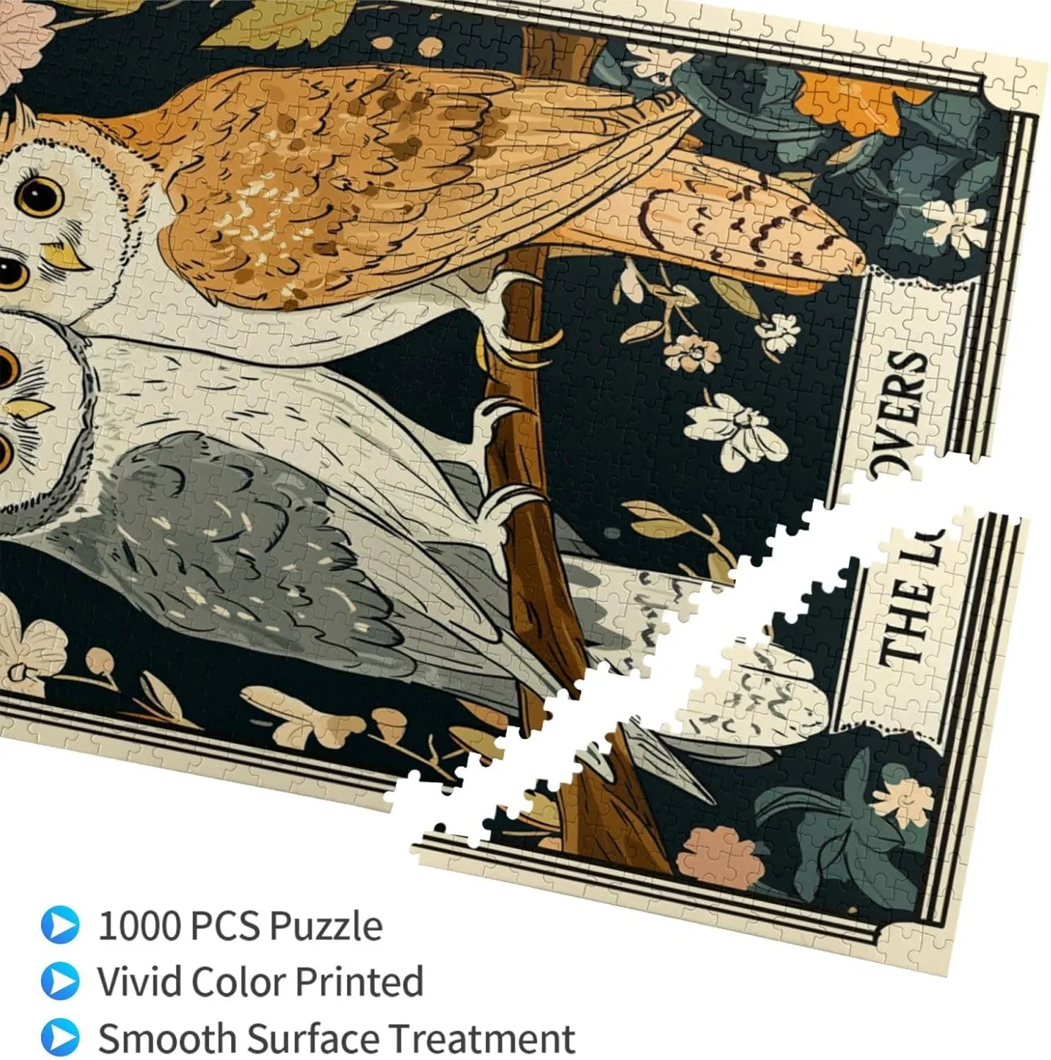 Mystical Twin Falcon in Tarot Cards Design,1000 Piece Wooden Jigsaw Puzzle for Adults,Esoteric Avian Artwork,Brain Training Challenge,Stress Relief Activity,Eco-Friendly Woodens Pieces