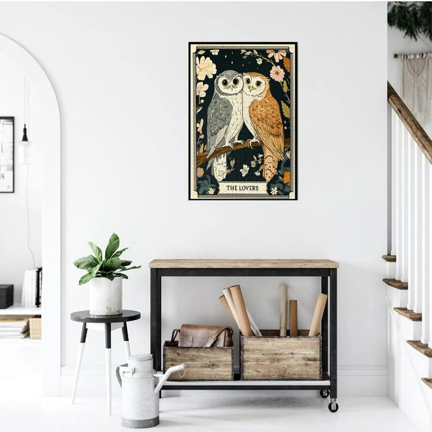 Mystical Twin Falcon in Tarot Cards Design,1000 Piece Wooden Jigsaw Puzzle for Adults,Esoteric Avian Artwork,Brain Training Challenge,Stress Relief Activity,Eco-Friendly Woodens Pieces