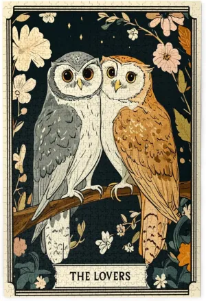 Mystical Twin Falcon in Tarot Cards Design,1000 Piece Wooden Jigsaw Puzzle for Adults,Esoteric Avian Artwork,Brain Training Challenge,Stress Relief Activity,Eco-Friendly Woodens Pieces