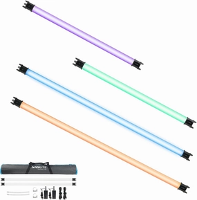 NANLITE PavoTube II RGBWW LED Light Tube, Color RGBWW LED Pixel Tube Photography Handheld LED Video Lighting Wand with AC Chargers, Mounts, and Case Battery Powered (PavoTube II 30C 2Kit)
