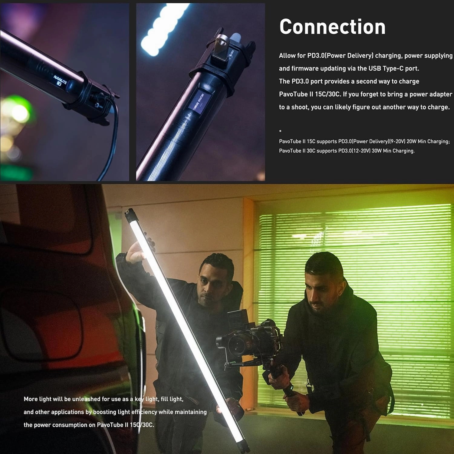 NANLITE PavoTube II RGBWW LED Light Tube, Color RGBWW LED Pixel Tube Photography Handheld LED Video Lighting Wand with AC Chargers, Mounts, and Case Battery Powered (PavoTube II 30C 2Kit)
