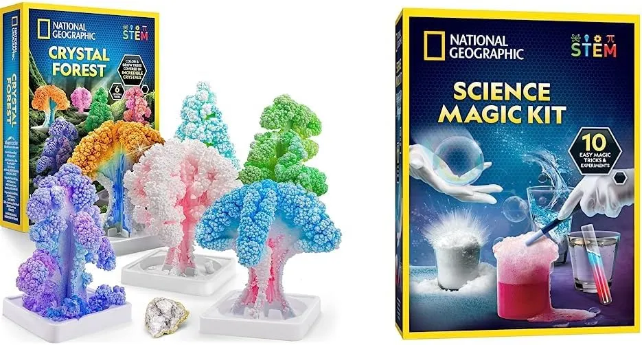 NATIONAL GEOGRAPHIC Craft & Magic Set Crystal Growing Kit & Science Experiments, 6 Crystal Trees in 6 Hours, Educational Art Supplies, Geode Specimen, STEM Toys for Boys & Girls 8-12