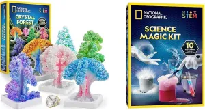 NATIONAL GEOGRAPHIC Craft & Magic Set Crystal Growing Kit & Science Experiments, 6 Crystal Trees in 6 Hours, Educational Art Supplies, Geode Specimen, STEM Toys for Boys & Girls 8-12