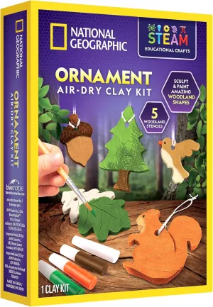 National Geographic Kids Ornament Air Dry Modelling Clay - Self Hardening Clay with Stencils and Tools | STEM Activity Gifts for 8  Year Old Boys and Girls