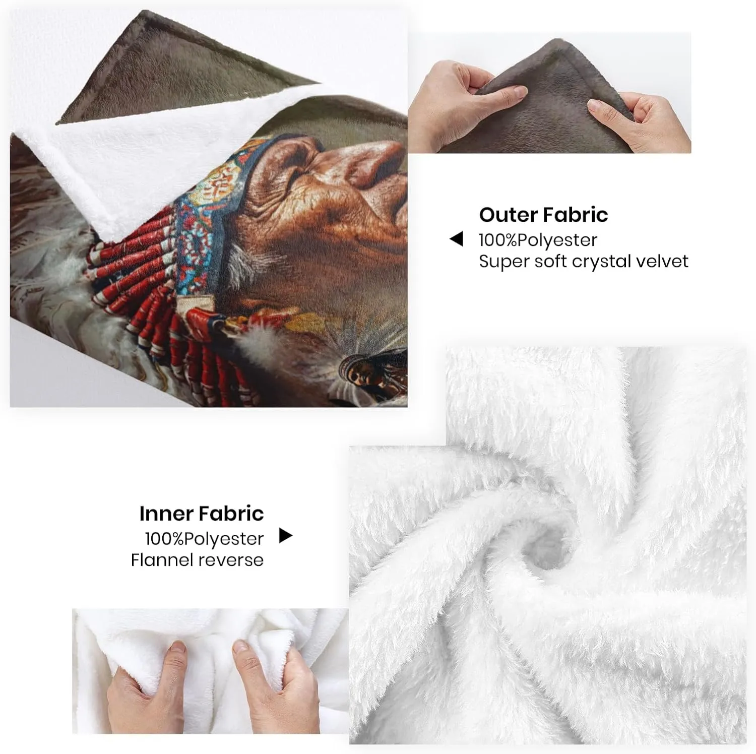 Native American Blanket American Indian Flannel Blanket Southwest Indian Throw Blanket Super Soft Cozy Plush Native American Cacique Blankets for Kids Adults Couch Bed Travel Camping Gift 40"x60"