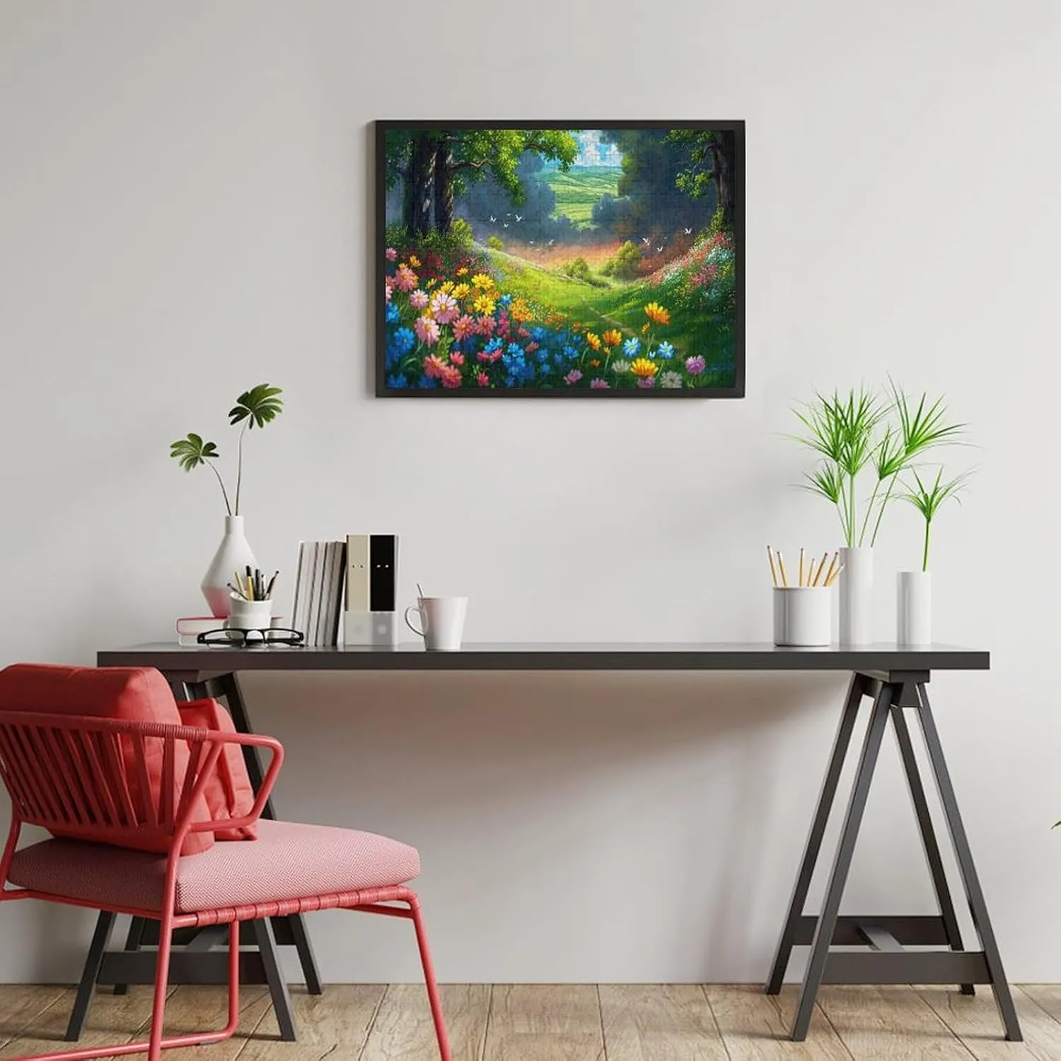 Natural Scenery 500 Piece Jigsaw Puzzle,Flower Field Grassland Adult Jigsaw Puzzle, Wooden Puzzle,Challenging Family Games,500 PCS