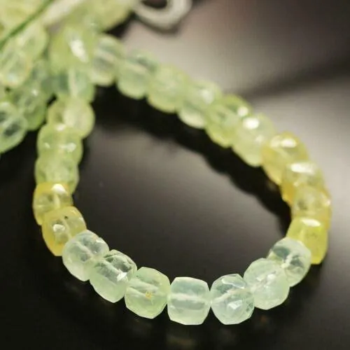 Natural Shaded Prehnite Faceted 3D Cube Square Shape Loose Gemstone Beads 8" 8mm