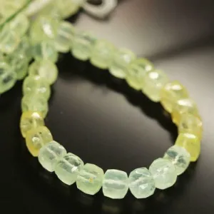 Natural Shaded Prehnite Faceted 3D Cube Square Shape Loose Gemstone Beads 8" 8mm